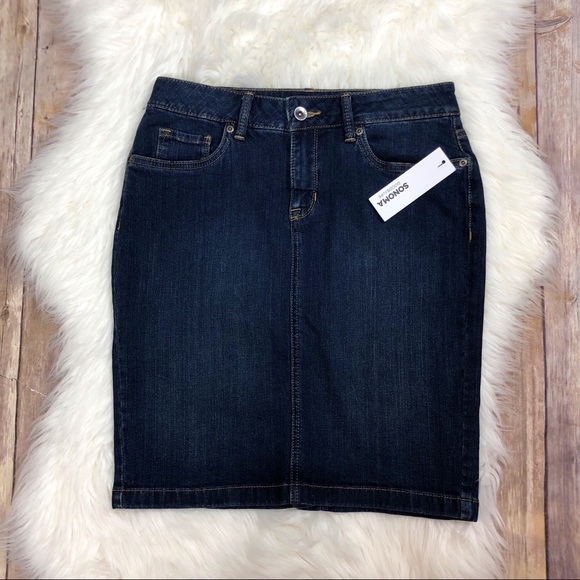 Sonoma Dresses & Skirts - Sonoma | NWT Denim Jean Midi Skirt Dark Wash 2